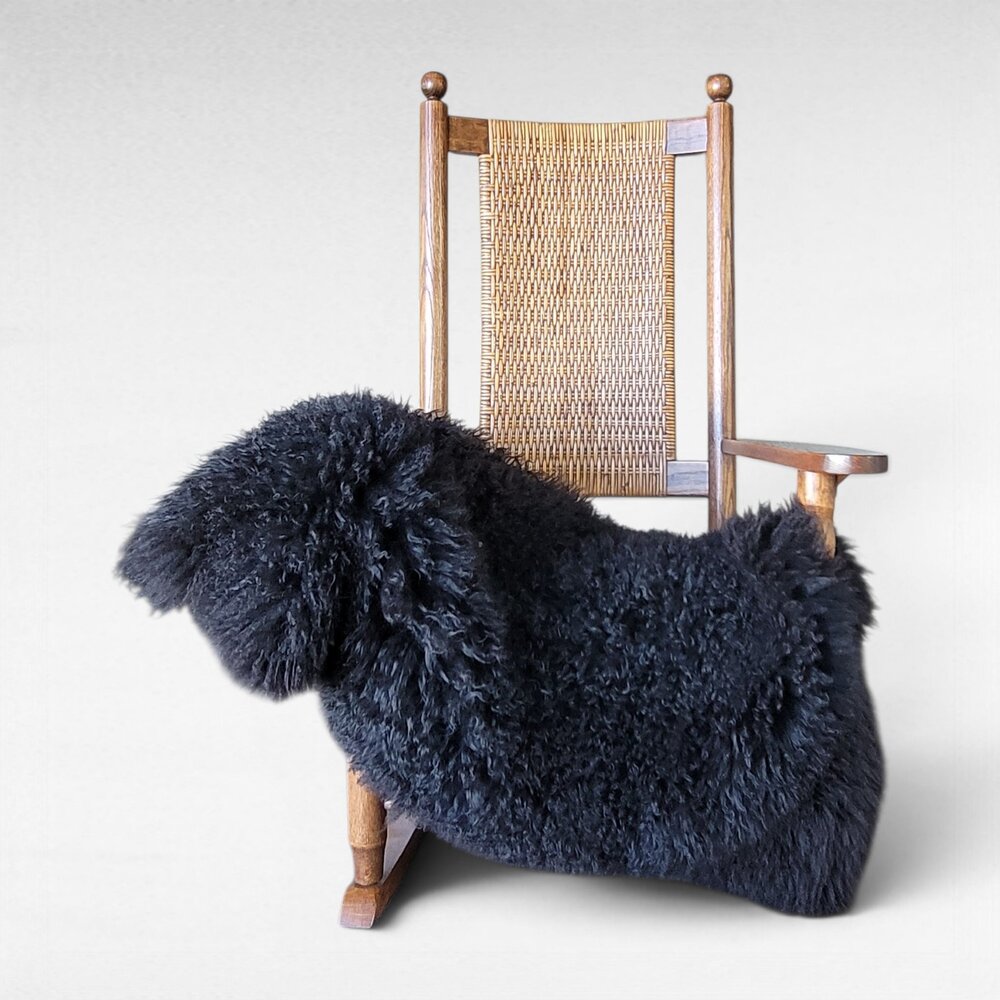 Genuine Swedish Sheepskin Rug Stitched Fixed Silky Wool Pelt Throw 46" x 29"